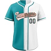 KXK Custom Split Baseball Jersey Button Down Shirt Sports Personalized Stitched Name Number for Men/Women/Boy