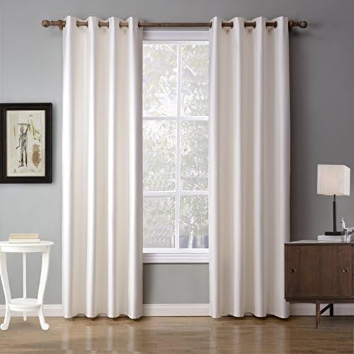 White Solid Colors Faux Silk Thermal Insulated Grommet Blackout Panel Curtains / Drapes for Bedroom Fashion (Singel Panel ) Multi Sizes BEIBEITEX (42''Wร63''L)