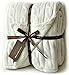 Eikei Cable Knit Sherpa Oversized Throw Reversible Blanket Faux Sheepskin Lined Cozy Cotton Blend Sweater Knitted Afghan in Grey White or Turquoise Blue (Off White)