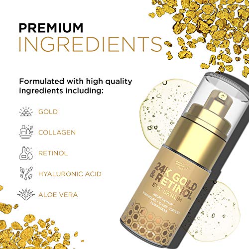 AZURE 24K Gold & Retinol Luxury Anti Aging Eye Serum Lifting, Firms