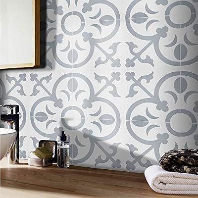 Moroccan Mosaic & Tile House CTP31-03 Nador Handmade Cement Tile in White and Grey