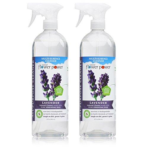 Natural Flower Power - All-Purpose Cleaner, Multi-Surface Cleaning Spray, Countertop Spray, Non-Toxic, No Harsh Fumes or Chemicals, Child and Pet Safe - 32 oz (Pack of 2), Lavender