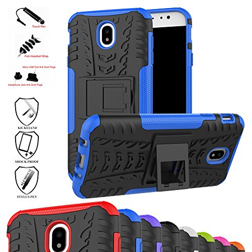 Galaxy J7 Pro J730G Case,Mama Mouth Shockproof Heavy Duty Combo Hybrid Rugged Dual Layer Grip Cover with Kickstand For Samsung Galaxy J7 Pro J730G 2017(With 4 in 1 Free Gift Packaged),Blue