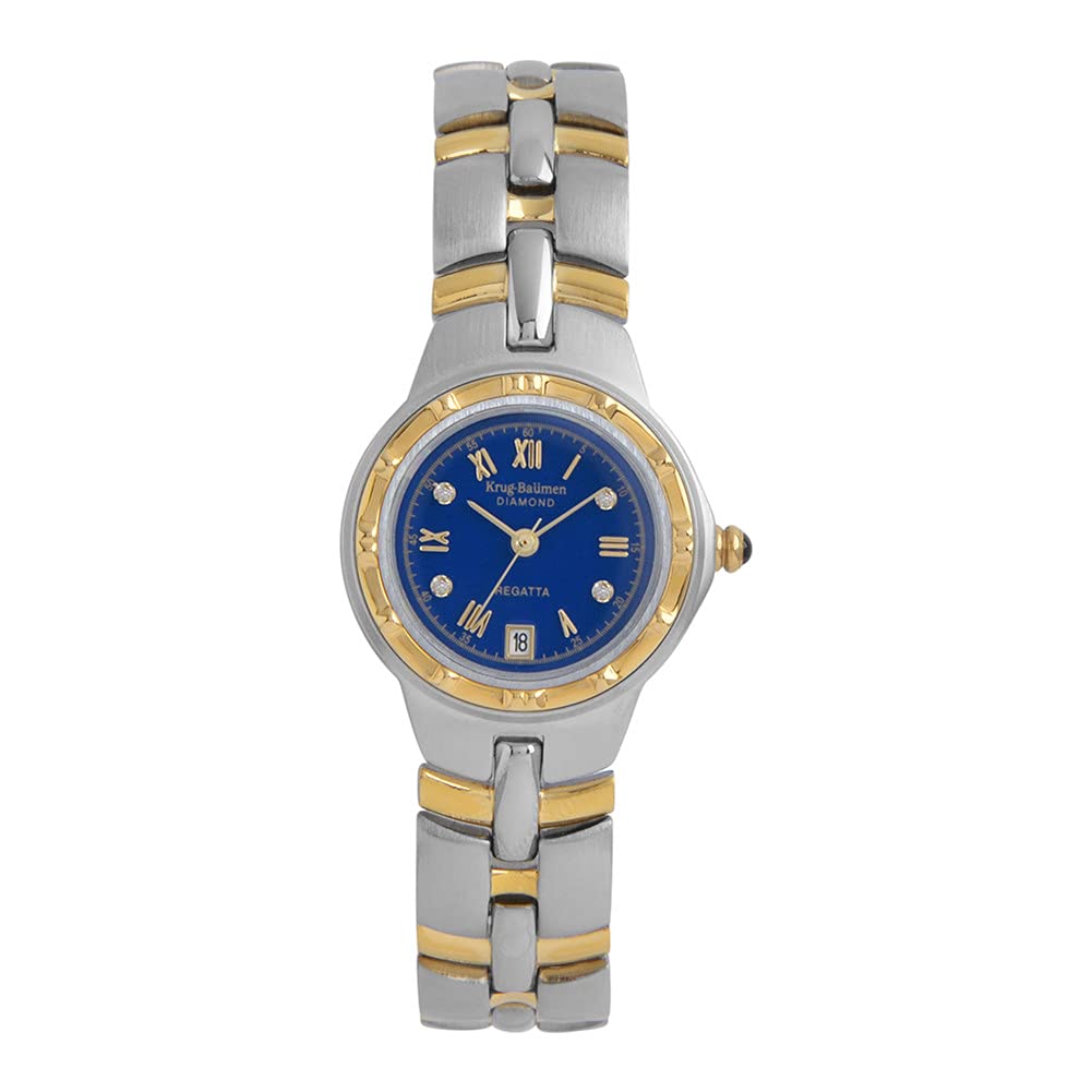 Krug-Baumen Diamond Ladies Gold and Silver Watch with Stainless Steel Two-Tone Strap