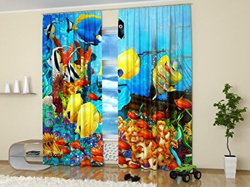 Factory4meSea Life Window Curtains Finding Nemo. Window Curtain Set of 2 Panels Each W52 x L96 Total W104 x L96 inches Drapes for Living Room Bedroom Kitchen