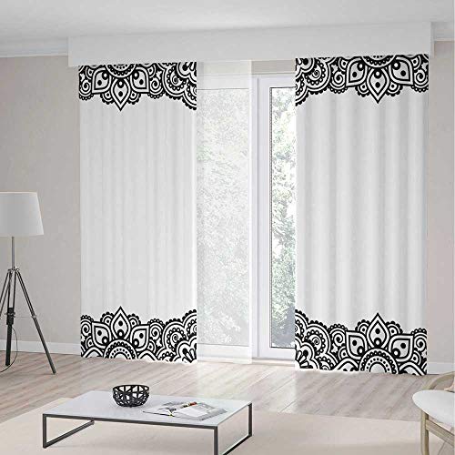 Iprint Blackout Curtains Henna Curtains Damask Inspired Border