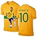 Neymar Jersey Style T-shirt Kids Neymar Jr Jersey Brazil T-shirt Gift Set Youth Sizes ✓ Premium Quality ✓ ✓ Soccer Backpack Gift Packaging (YM 8-10 Years Old, Neymar)