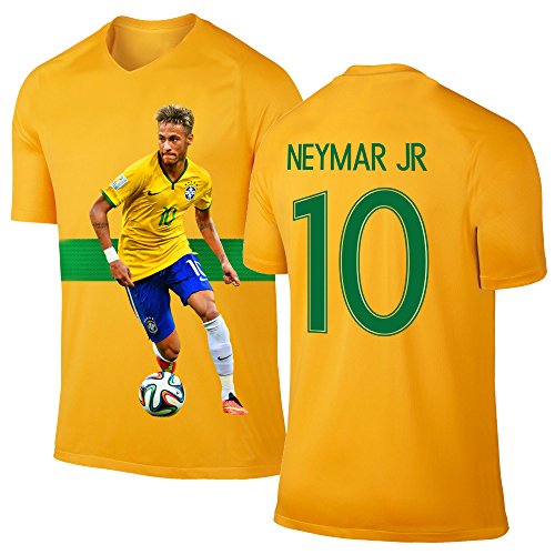 Neymar Jersey Style T-shirt Kids Neymar Jr Jersey Brazil T-shirt Gift Set Youth Sizes âœ“ Premium Quality âœ“ âœ“ Soccer Backpack Gift Packaging (YS 6-8 Years Old, Neymar)