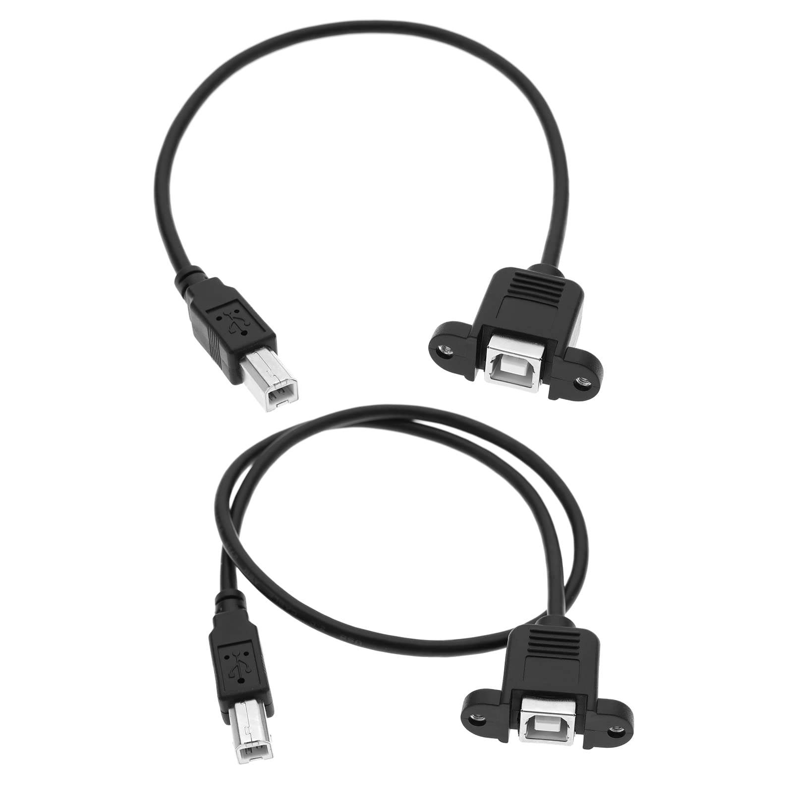 eMagTech 2Pcs USB 2.0 B Male to B Female Cable USB 2.0 USB B Male to USB B Female Panel Mount Extension Cable Accessories for Modems Printers Scanners