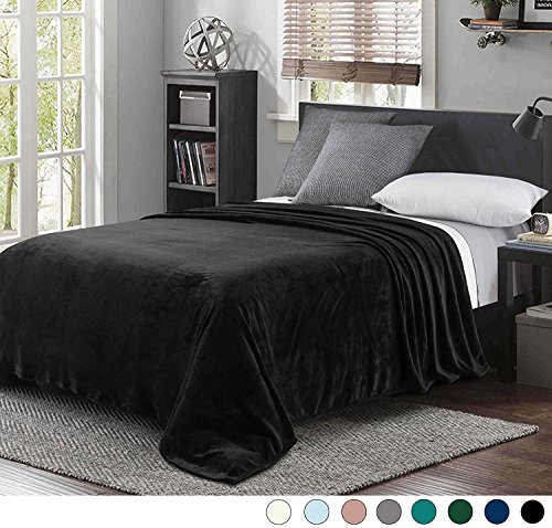 Luxury Twin Size Flannel Velvet Plush Solid Bed Blanket (90