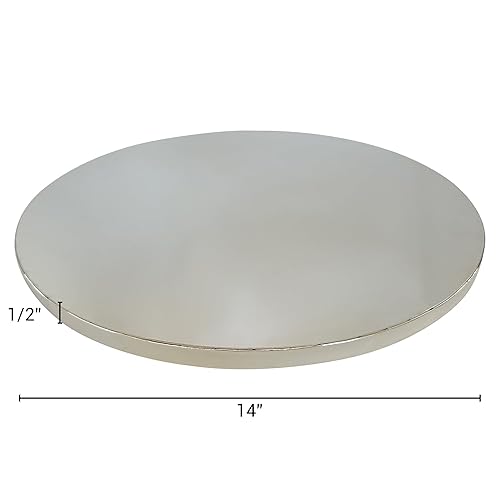 14 Inch Cake Board Drums Round, 6-Pack, Silver, Sturdy 1/2” Thick