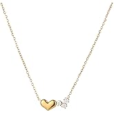 Mauzew 18K Gold Plated Flower Heart Necklace for Women Dainty Faux Diamond CZ Pearl Star Pendant Necklace Simple Jewelry Christmas Gifts