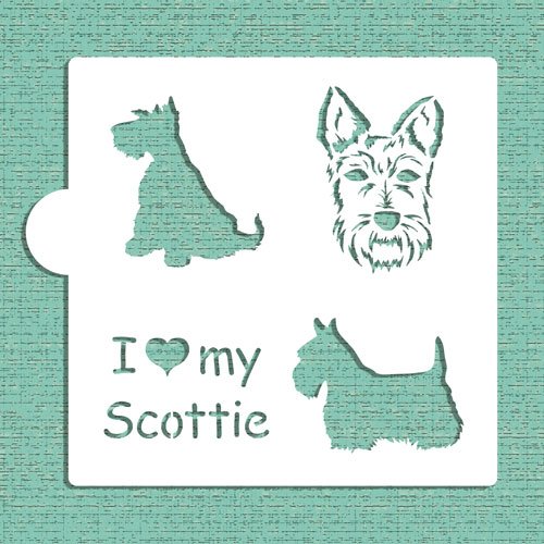 I Love My Scottie Cookie and Craft Stencil CM021 by Designer Stencils