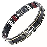 Hottime 109 PCS Bio Elements Energy Stone 316L Stainless Steel Magnetic Therapy Bracelet Pain Relief for Arthritis and Carpal Tunnel (Gold & Black)