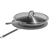 Heritage Steel Eater Series 12 Inch Frying Pan with Lid | Made in USA | 5-Ply Fully Clad Stainless Steel | Stay Cool Handle Design | Induction Ready &amp; Non-Toxic