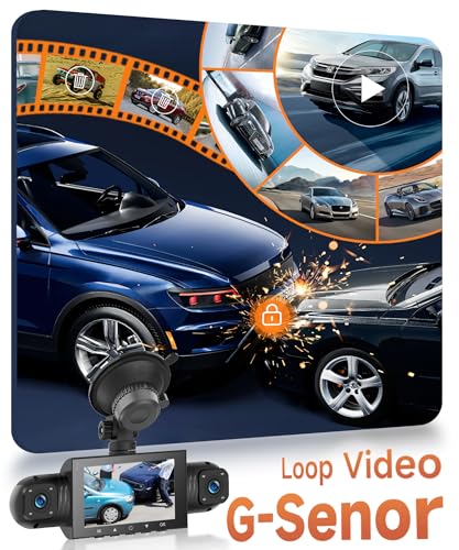 4 Channel Car Dashcam 360°, 4 HD 1080P Front and Rear Left Right Camera, 3 Inch 1080P Dash Cam with 8 IR Night Vision/Loop Video/24H Parking Monitor/G-Sensor