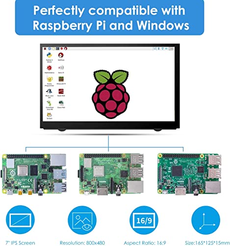HAMTYSAN Raspberry Pi Screen 7 Inch HDMI Monitor 800x480 LCD Screen ...
