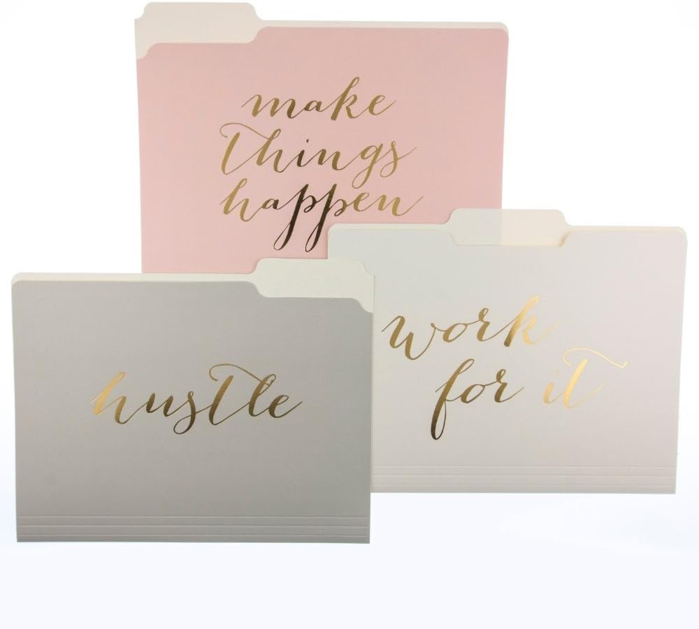 Graphique "Make Things Happen" File Folder Set – File Set Includes 9 Folders and 3 Unique Go-Getter Designs, Embellished w/ Gold Foil on Durable Triple-Scored Coated Cardstock, 11.75" x 9.5" : Office Products