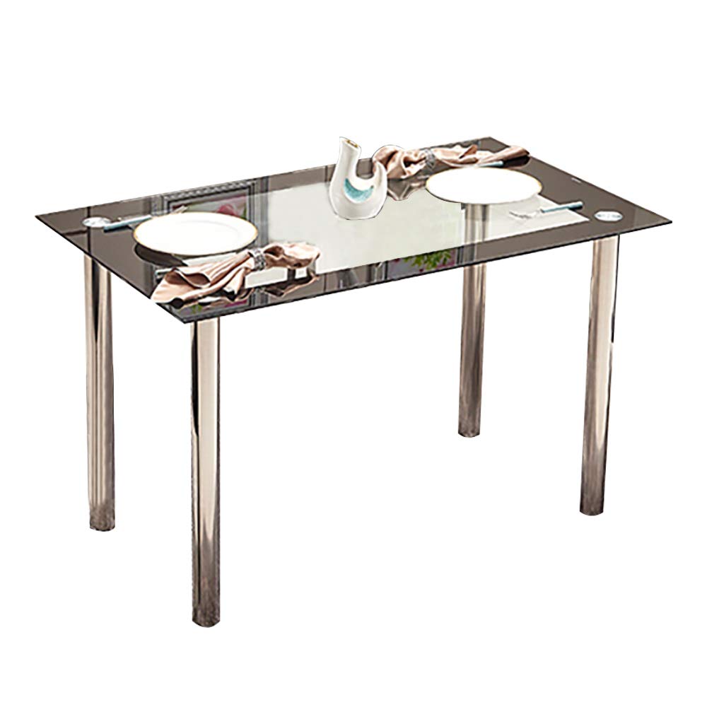 HomeSailing EU Modern Dining Room Table Chrome Table Legs Glass Tabletop W120*D60*H75cm
