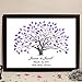 Fingerprints Tree, Proboths Creative Wedding Guest Signature Sign-in Book Canvas Ballons Tree Fingerprints Painting Decor for Wedding Party with 4pcs Ink Pads Purple