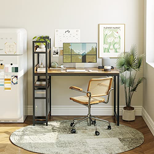 CubiCubi Computer Desk 47 inch with Storage Shelves Study Writing Table