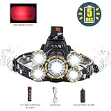 LED Headlamp Flashlight,COSOOS Rechargeable Headlamp with Red Safety Light, 3800 Lumen Brightest 4-Mode Headlight, Waterproof, Zoomable Headlamp for Adults,Ready for Hurricane,Li-ion Battery Included