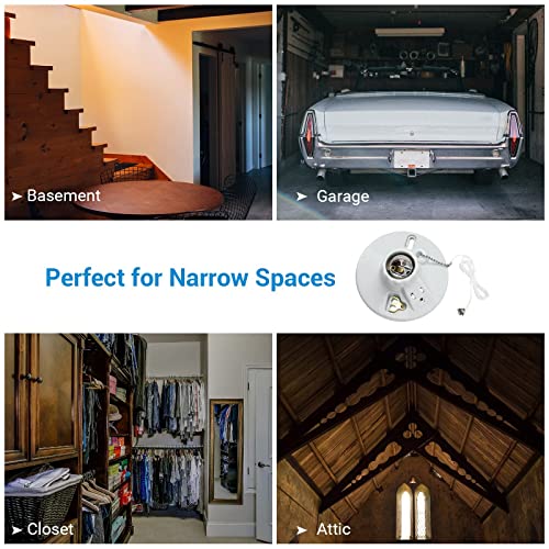 DEWENWILS Light Socket with Grounded Outlet, Porcelain Pull Chain Light