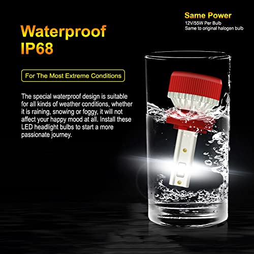 Autech H11/H9/H8 LED Headlight Bulbs, 110W 22000 Lumens 600% Brightness 6000K LED Headlights Conversion Kit Light Bulb IP68 Waterproof, Pack of 2 (V3-H8/H9/H11)