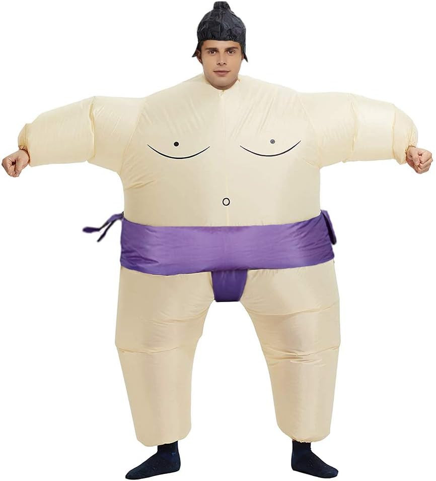 Inflatable Sumo Wrestler Costume Suit Unisex Blow up Party Fat Suit