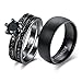 LOVERSRING Couple Ring Bridal Sets His Hers Women 18k Black Gold Plated Cz Men Titanium Wedding Ring Band Set