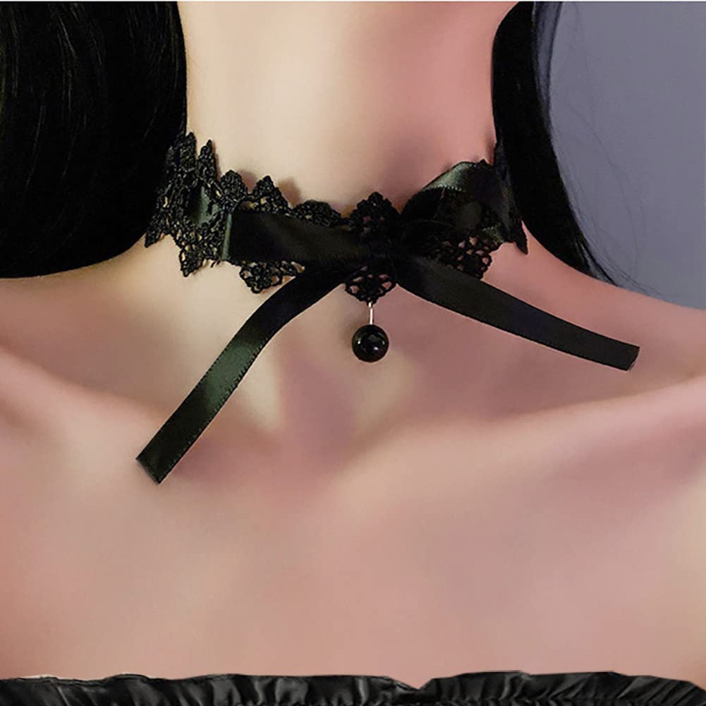 Wedity Black Sexy Lace Bow Choker Necklace Collar Necklace Jewelry Adjustable for Women and Girls