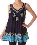 Sakkas Batik Embroidered V-Neck Sleeveless Blouse