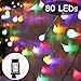 Toodour Globe String Lights, 36ft 80 LED Fairy Lights with 8 Modes, Timer, Globe Ball led String Lights for Party, Home, Wedding, Room, Holiday Decorations (Multicolor)