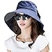 Packable UV Protection Sun Hats for Women Summer Gardening Fishing Hiking Travel Hat Wide Brim Large Big Head Navy