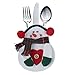DegGod 8Pcs Christmas Tableware Holders Set, White Snowman Knife and Fork Bags Covers for Thanksgiving New Year Christmas Party Decorations Xmas Dinner Table Decor Ornaments (Snowman)