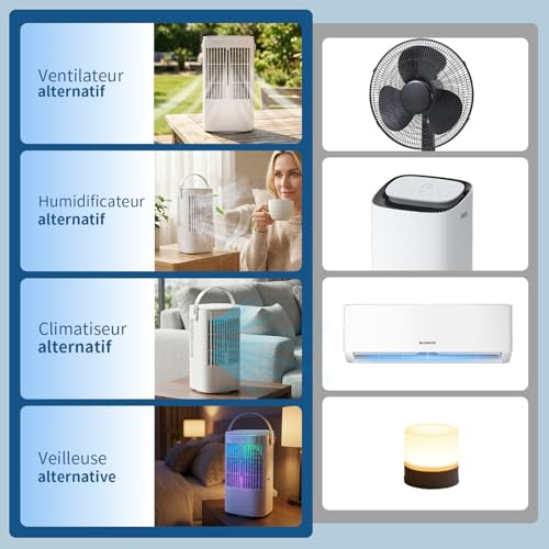 Mobile Air Conditioner, Portable Air Conditioner Mobile Air Conditioner Without Evacuation, 4 in 1 Portable Air Conditioners, Timers, 7 Colorful LED Suitable For Camping Bedroom Office