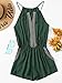 Romwe Women's Casual Embroidered Tape Detail Cami Romper Jumpsuit with Pockets Green M