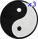Pack of 3 Yin Yang Tao Dao Rainbow Chinese DIY Applique Embroidered Sew Iron on Patch YY-05