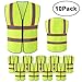 Tekware Safety Vest with High Reflective Strips, Pack of 10 Bright Neon Color Construction Protector with Zipper, Size XXL