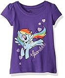 My Little Pony Little Girls' Toddler Sparkle Short-Sleeved Puff T-Shirt, Grape Violet, 4T