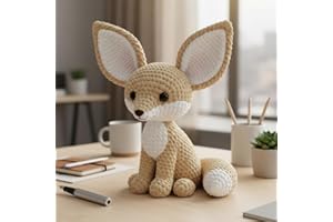 Little Fennec Fox Crochet Beginner Kit for Adults | Easy DIY Handicraft Gift for Adults | Comes with Step-by-Step Video Tutor