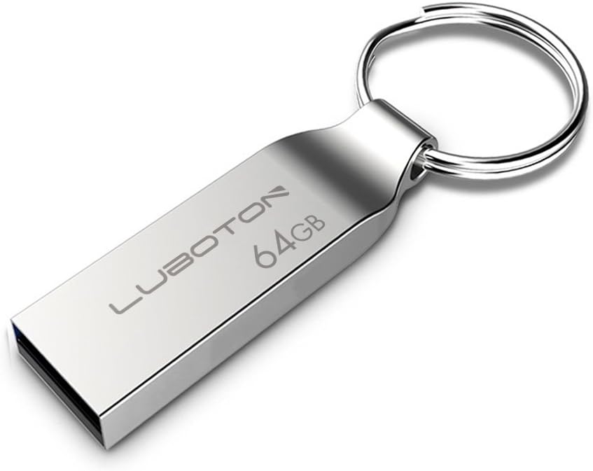 Luboton USB Flash Drive 64GB - Silver with Keychain Design/Lu-08u-64