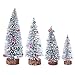 Napoo 4 Pieces Artificial Mini Snow Pine Tree Desktop Decorations, Christmas Bottle Brush Trees Miniature Accent Dining Table Top Centerpiece Ornaments Baby Shower (White)