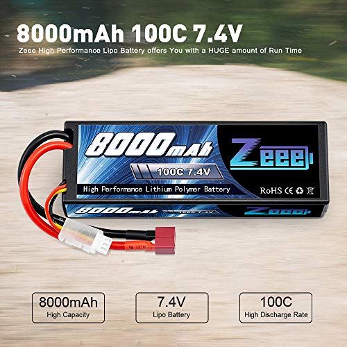 Zeee 2S Lipo Akku 7,4V 8000mAh 100C Hardcase Batterie mit Deans T Stecker für RC Car RC Truck RC Auto Boot LKW Truggy RC… – Bild 6