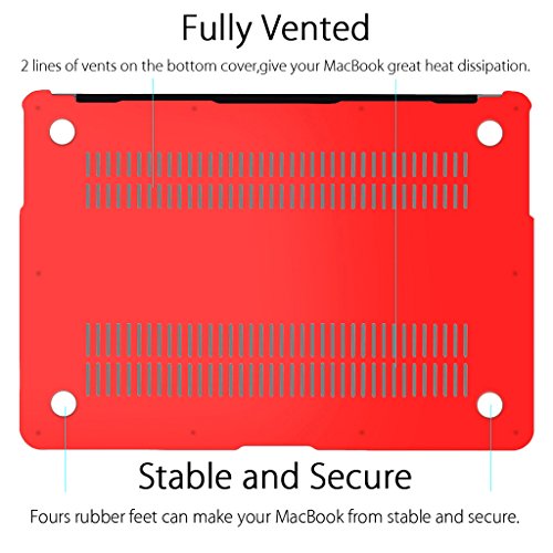 UESWILL Smooth Soft-Touch Matte Frosted Hard Shell Case Cover for MacBook Air 11" (Model: A1370/A1465) + Microfibre Cleaning Cloth, Red