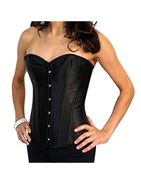 Chicastic negro satén Sexy fuerte corsé encaje Overbust Bustier Body shaper Top   también blanco y rojo