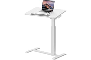 UPGRAVITY Adjustable Overbed Bedside Table - 90° Tiltable Mobile Standing Desk Portable Rolling Computer Cart Movable Desk for Laptop Bed Sofa Side Table Hospital Home Use(15.8" W x 31.5" D, White)
