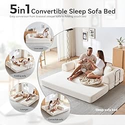 QQR Convertible Folding Mattress Couch, 5-in-1