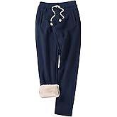 Gihuo Women's Sherpa Lined Sweatpants Winter Warm Fleece Lined Sweatpants with Pockets Fleece Jogger Pants