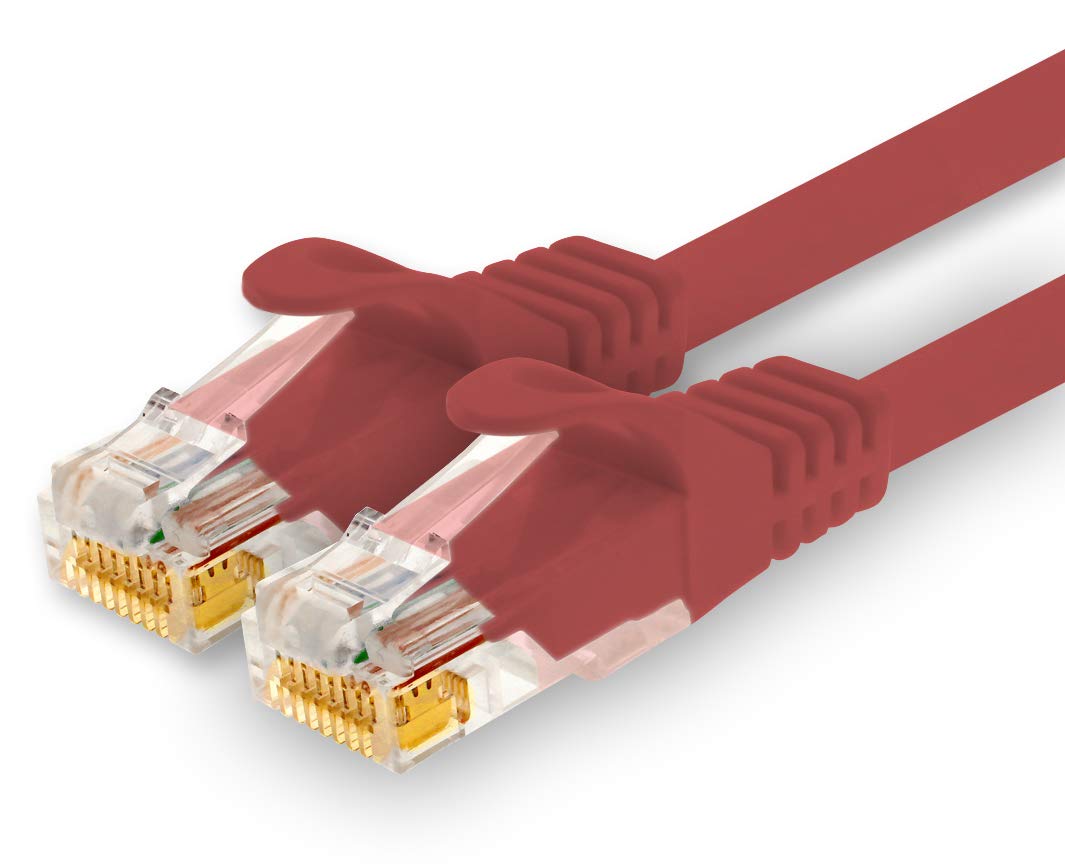 1CONN - 7.5m network cable, Ethernet, Lan & patch cable for maximum internet speed & connects all devices with RJ 45 socket red - 1 piece